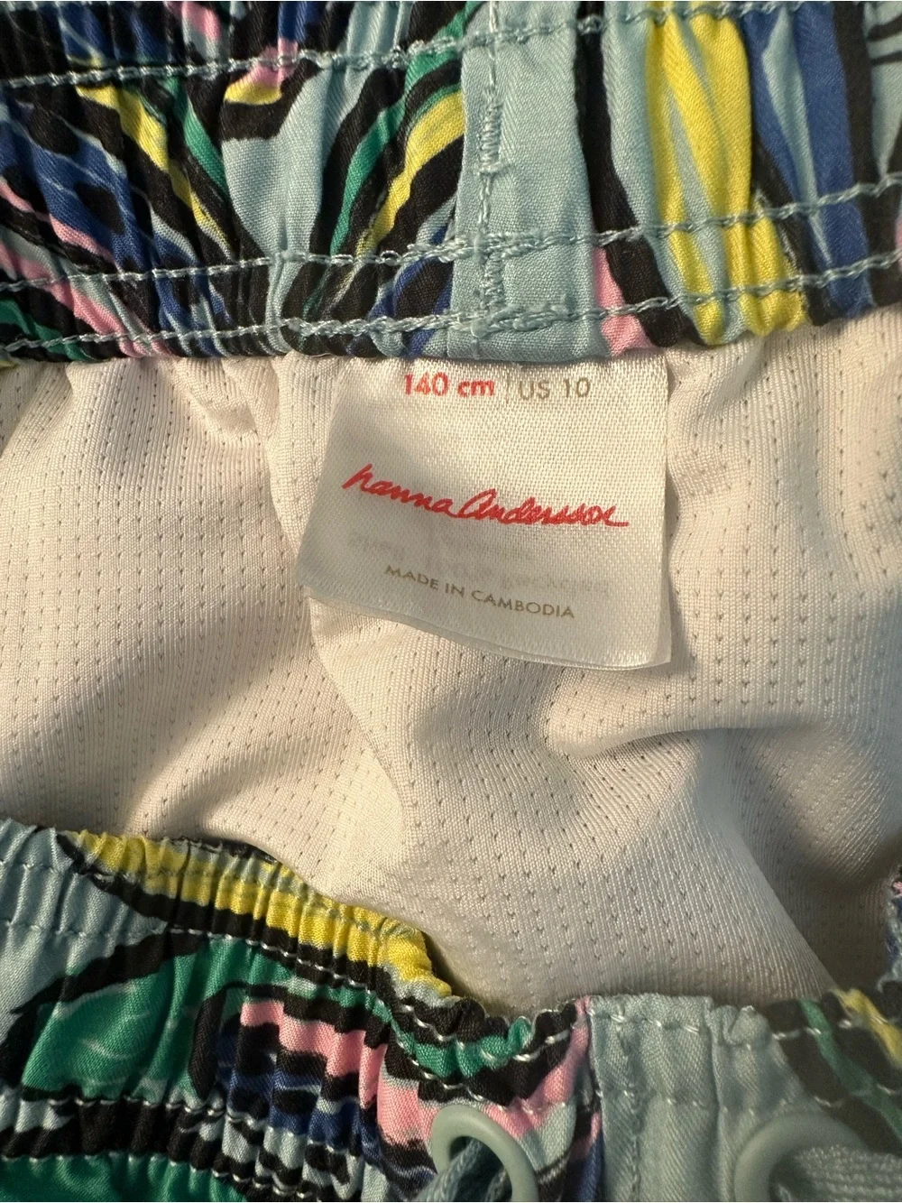 Hanna Andersson Aqua Athletic Shorts with Multicolor Banana Print
